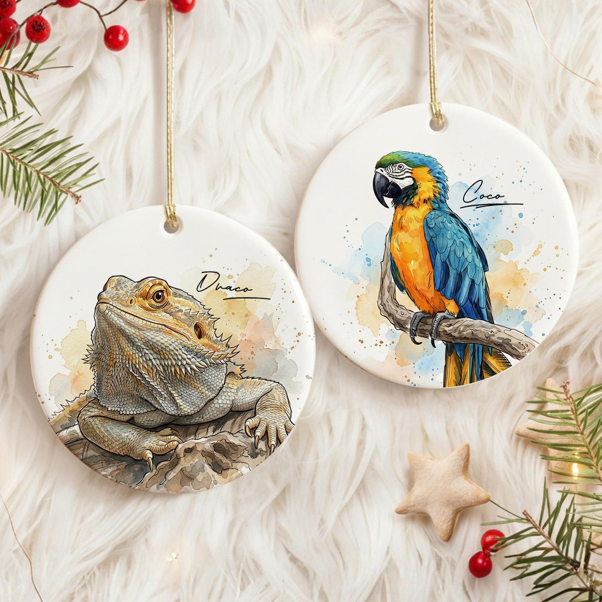 Personalized Pet Portrait Christmas Ornament, Goldfish Lizard Bird Horse Hamster Rabbit Goat Ornament, Pet Owner Gift, Custom Pet Keepsake