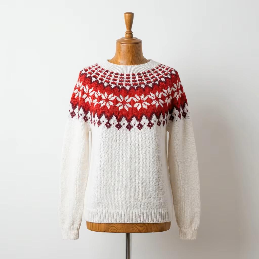 Hand-knitted wool Icelandic sweater Unisex wool sweater Hand-made soft and fuzzy christmas sweater Nordic knit pullover