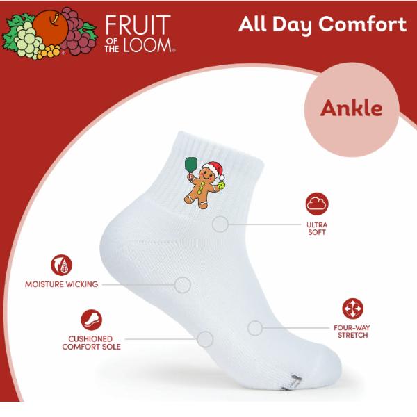 Pickleball Christmas Socks for Women | Gingerbread Pickleball Socks | Christmas Pickleball Gift | Athletic Ankle Socks