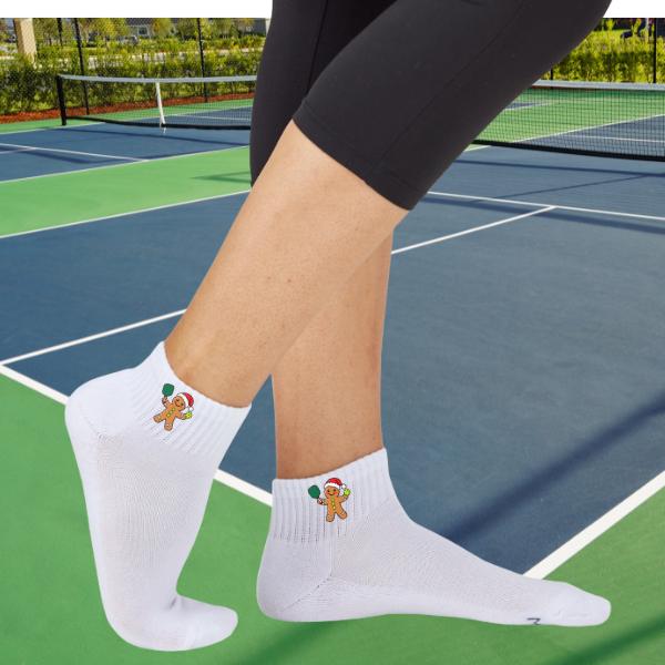 Pickleball Christmas Socks for Women | Gingerbread Pickleball Socks | Christmas Pickleball Gift | Athletic Ankle Socks