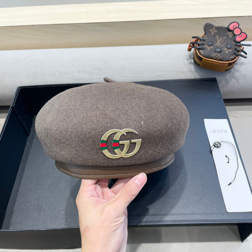 BERET HAT IN WENGE BROWN WOOL 406888