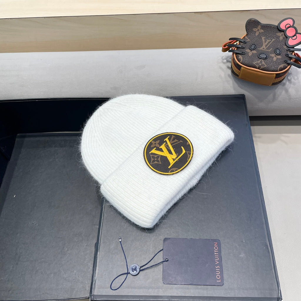 KNITTED BEANIE HAT IN WHITE WOOL AND RABBIT FUR 417753