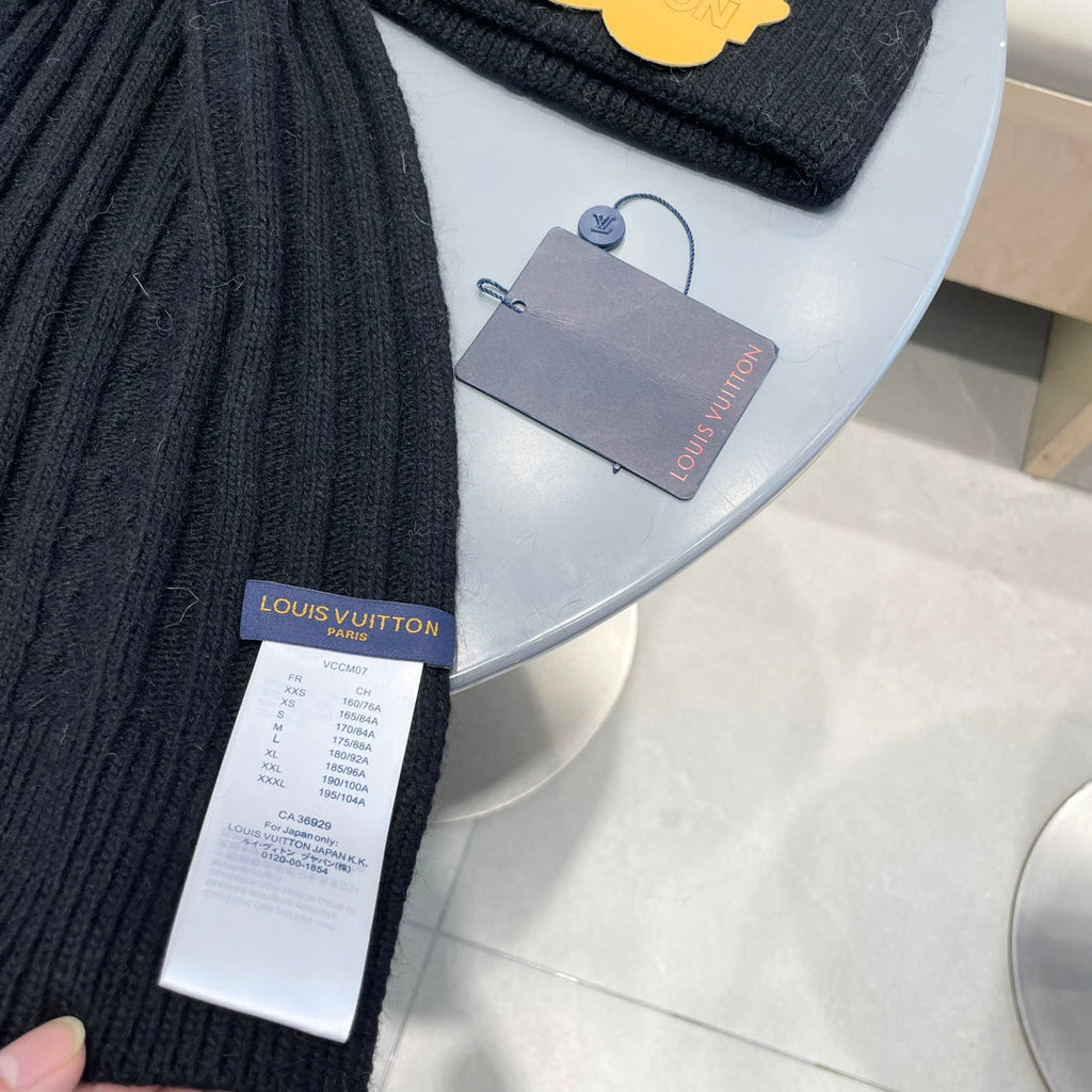 SET SCARF AND HAT IN BLACK WOOL 419147