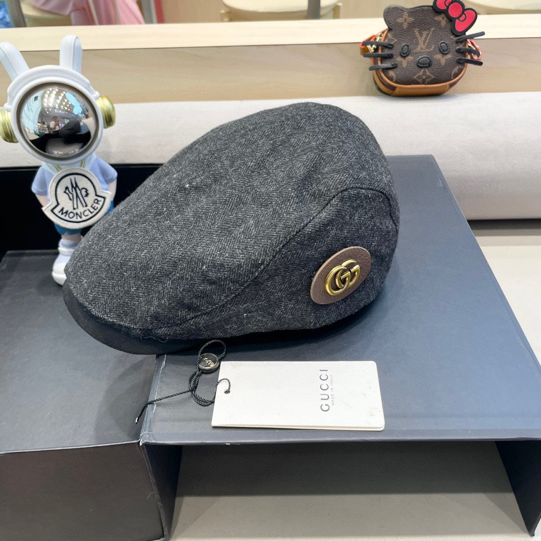BERET RETRO HAT IN MOUSE GRAY CASHMERE 431370