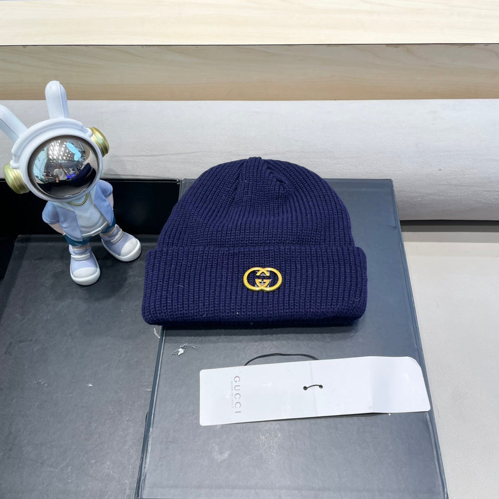 BEANIE HAT IN NAVY BLUE WOOL 433462