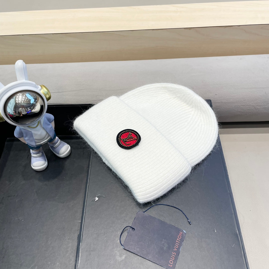 BEANIE HAT IN WHITE WOOL AND RABBIT FUR 433475