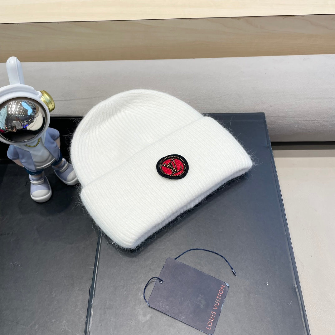 BEANIE HAT IN WHITE WOOL AND RABBIT FUR 433475