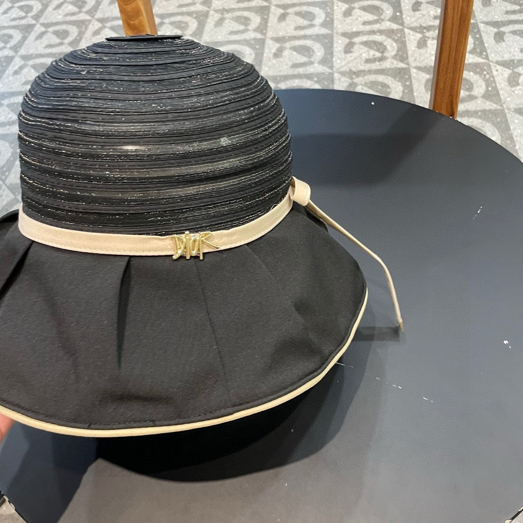 STRIPED BUCKET HAT IN BLACK COTTON 434998