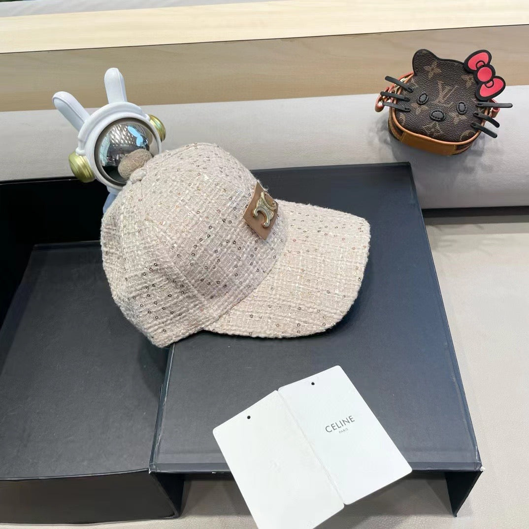 BASEBALL CAP MODEL 650506 IN BEIGE TEXTURED SPARKLE FABRIC