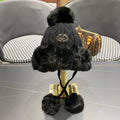 DEERSTALKER HAT IN BLACK WOOL AND FLEECE 434696