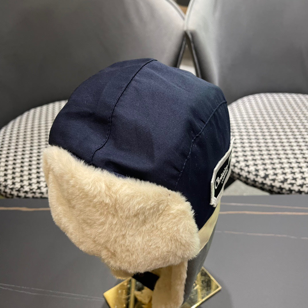 TRAPPER HAT IN DENIM BLUE SUEDE AND RABBIT FUR 439535